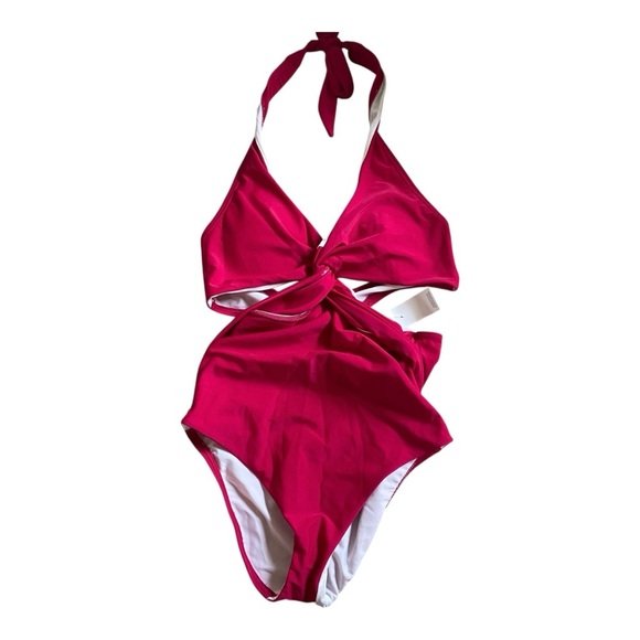 Ann Taylor Loft Cranberry Mocktini Sz 0 NEW Twist Front One Piece - Picture 2 of 3